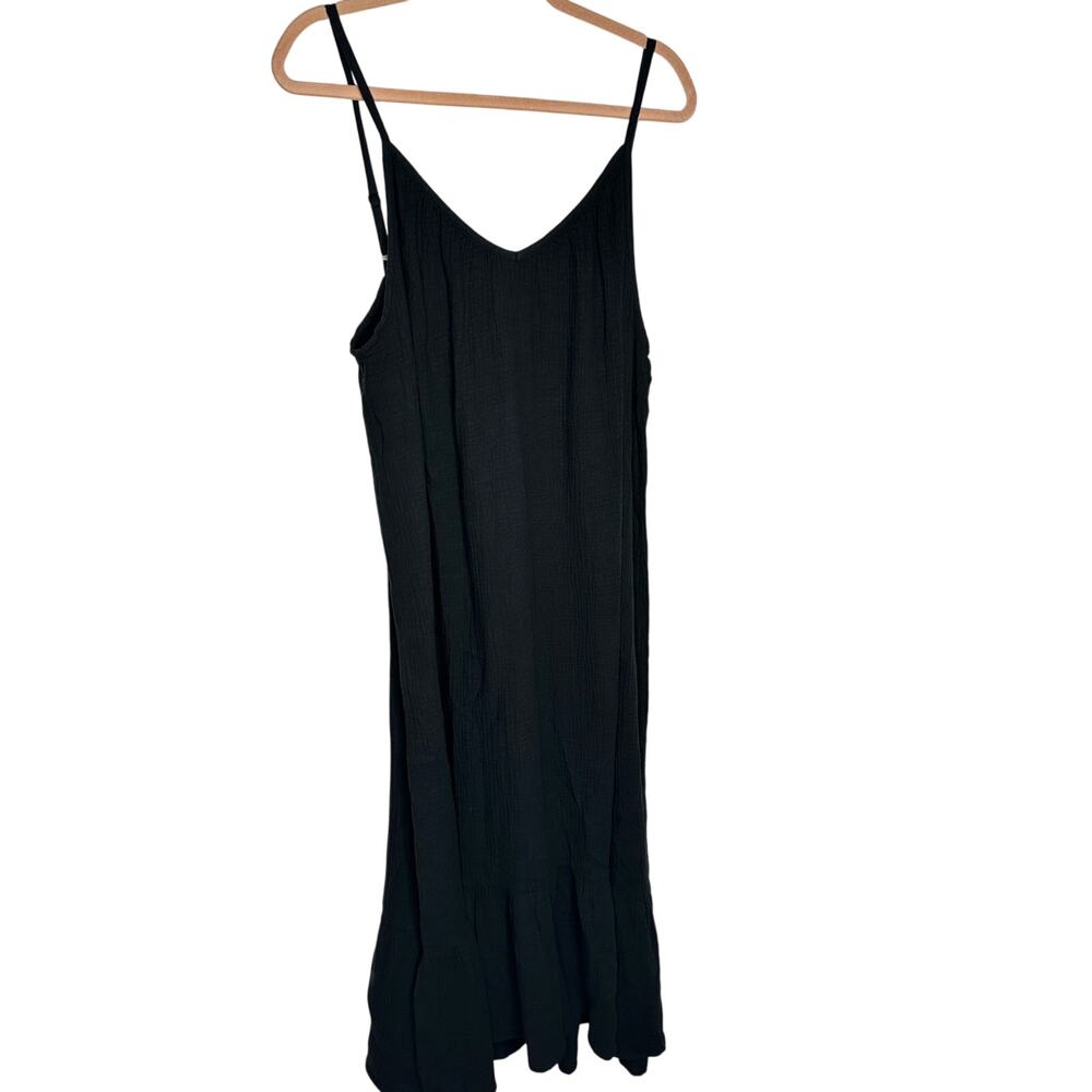 RAILS Black Midi Slip Dress with Spaghetti Straps